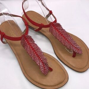 Carlos Santana Sparkle Leaf  Red Sandals Size 9.5-10